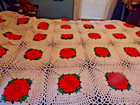 KING SIZE 84" LONG x 108 WIDE HAND MADE ROSE PATTERN AFGHAN — photo 2