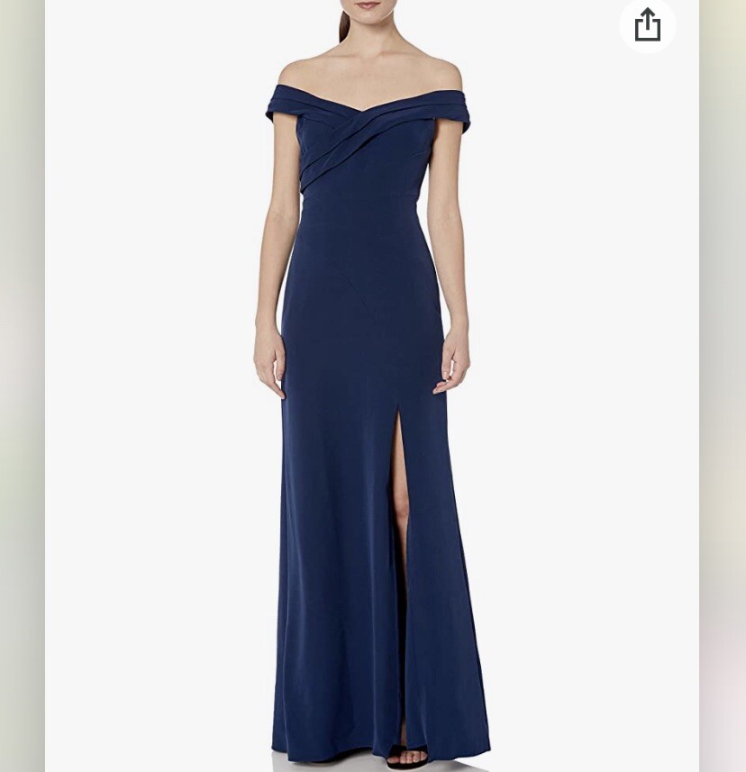 aidan by aidan mattox dresses Aidan Mattox Metallic Off Shoulder Gown – MOTHER OF main image 1
