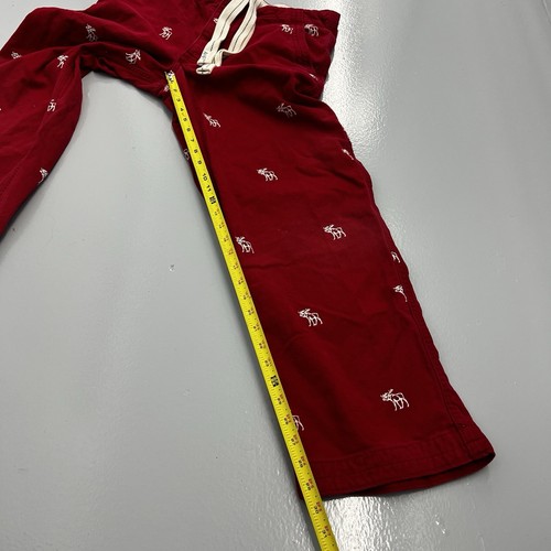 Pantalones de Colección Y2K Abercrombie & Fitch Para Hombres M Franela Roja Alce Prendas para Dormir - Imagen 9 de 13