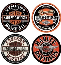 NEW 4-pack Harley-Davidson Vintage Style 12-in Round Aluminum Motorcycle Signs