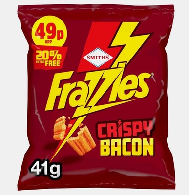 Smiths Frazzles knusprige Maissnacks mit Speckgeschmack Preismarkierung volle Schachtel 30 Packungen