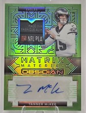 2024 Obsidian Green Matrix Auto Patch /5 Tanner McKee SSP Eagles Laundry Tag