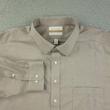 Roundtree  Yorke Gold Label Dress Shirt Mens 20 Big Beige Non Iron Office