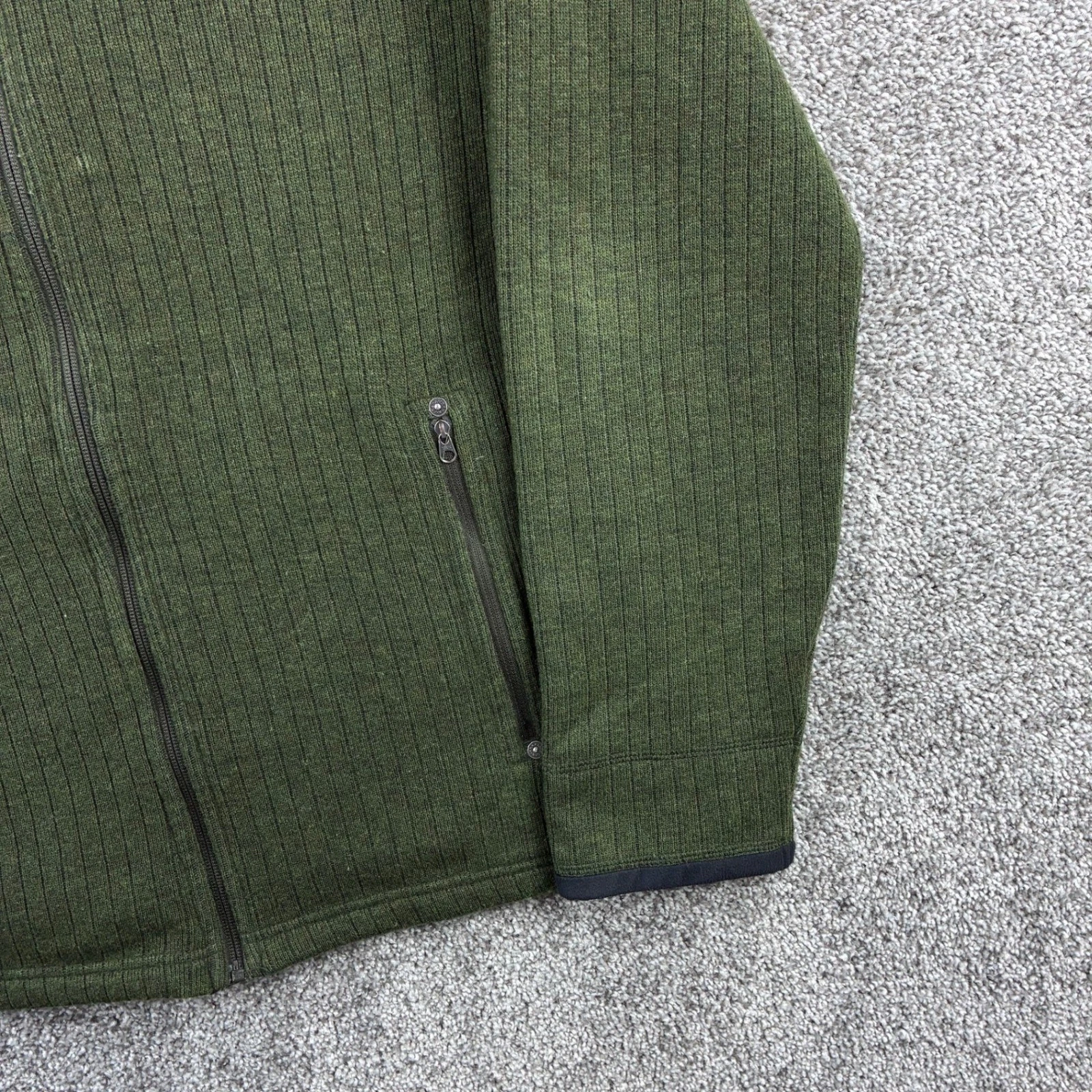 Prana Barclay Sweater Jacket Mens Large Green Wool Blend Ribbed Zip M2BARC310 image 3