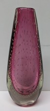 Pink Glass Sommerso Style Bullicante Controlled Bubble Bud Vase 7"