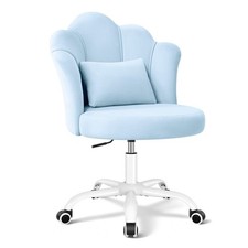 Silla Tocador con Ruedas Ajustable Giratoria Sin Brazos Maquillaje Escritorio Azul 1020 Pétalos
