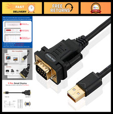 USB to RS232 Serial Adapter Cable, FTDI Chip, USB 2.0 to DB9 Male, 6ft, Win/Mac/