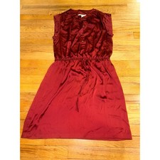 LOFT Button Down Shirtdress in Crimson Satin sz M