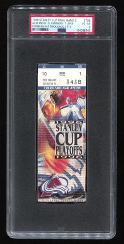 Final Copa Stanley 1996 GM 2 Forsberg Hat Trick - Boleto PSA Avalanche Panthers - Imagen 1 de 2