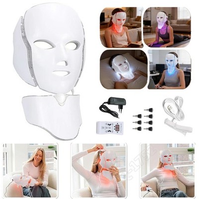 7-Farben LED Gesichtsmaske mit Hals Rotlicht-Therapie Anti-Aging & Lifting DHL