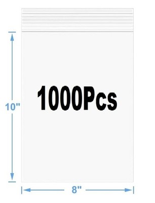 8'' x 10'' Resealable Plastic Bags 1000 Pack Reclosable Mini Bags with Zipper