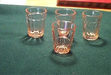 DEPRESSION GLASS -  4 SHOT GLASSES - PINK