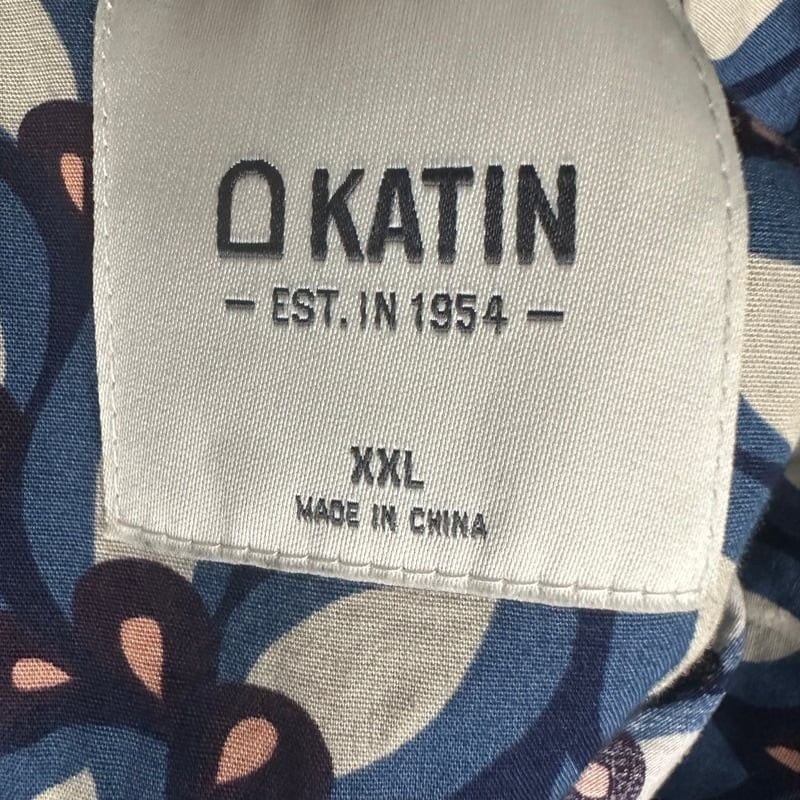 Katin Blue & White Leaf Pattern Button-Down Shirt - image 3