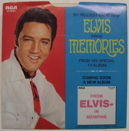 Elvis Presley - Memories - 1969 NM Picture Sleeve & 45