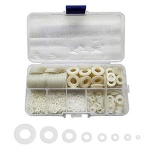 LGEGE Clear Pack of 480 White Nylon Flat Washer Assortment Shim Kit for M2 M2...