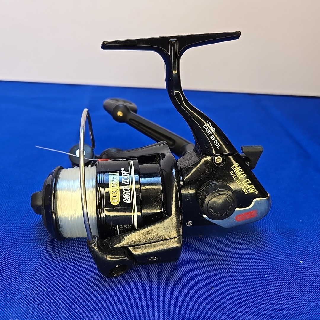 Eagle Claw ECS 35 Spinning Fishing Reel - 3 Ball Bearing - Black Graphite -  NICE