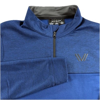 Peak Velocity 1/4 Zip Men s S Small Long Sleeve Mock Neck Sweat Shirt Blue