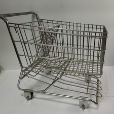 Metal Mini Grocery Store Shopping Cart Silver Wire Desktop Novelty Decor