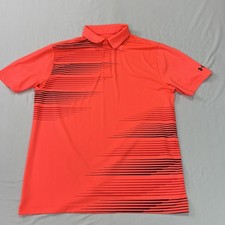 Under Armour The Playoff Polo Shirt Mens Large Orange Stretch Geometric Striped