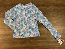 Andy Evan Rash Guard Girls Size 16 Printed Shirt Long Sleeve SPF 50 NWT Blue