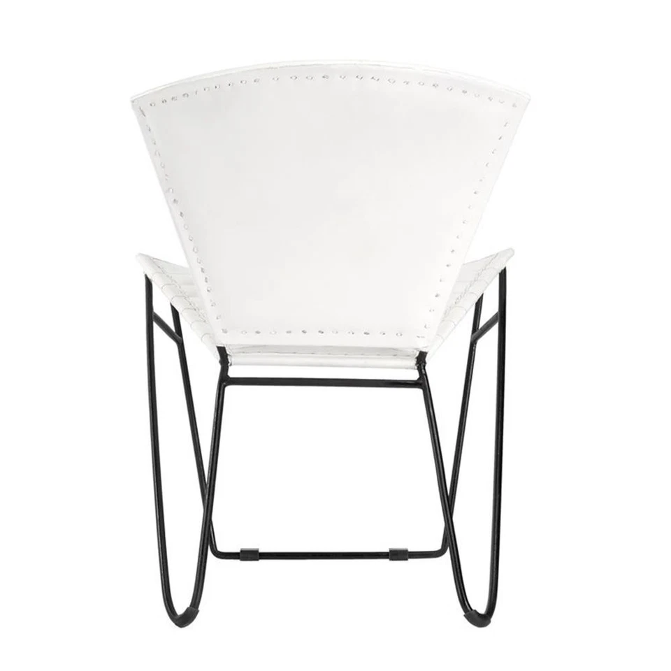 Beaumont Lane Iron & Leather Accent Chair in White - Image 4 of 4