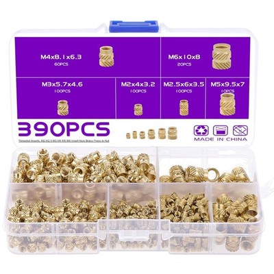 Messing Gewindeeinsätze Set 390 Stück M2 M2.5 M3 M4 M5 M6 3D Druck Kunststoff...