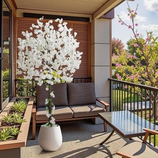 Artificial Cherry Blossom Tree 6FT Tall Fake Plant with White Pot For Auction
