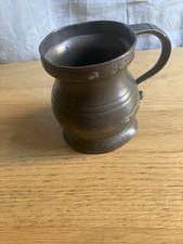James Yates and Birch Potbelly Measure Pewter Tankards half pint inscribed