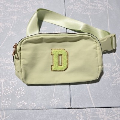 Personalized Green Letter D Fanny Pack, Adjustable Waist Crossbody Bag, Gift.