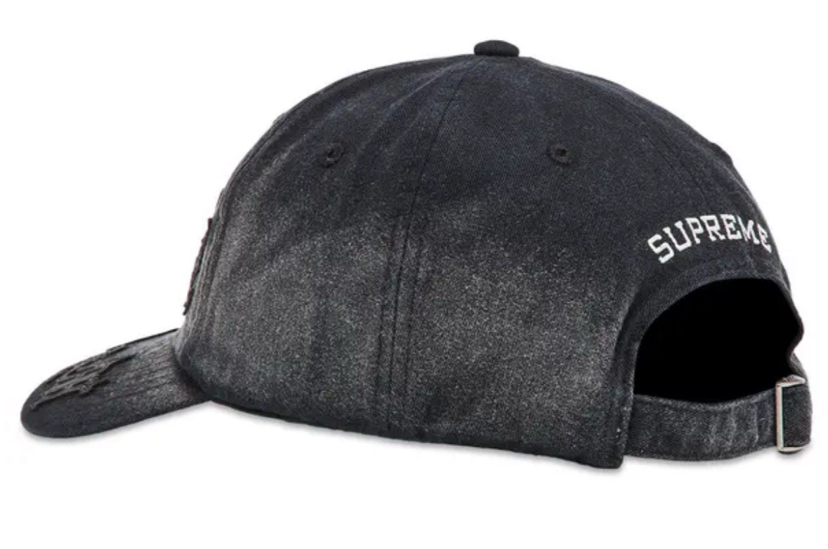 Supreme SS25 Black Leather Appliqué 6 Panel Hat Cap Black Brand