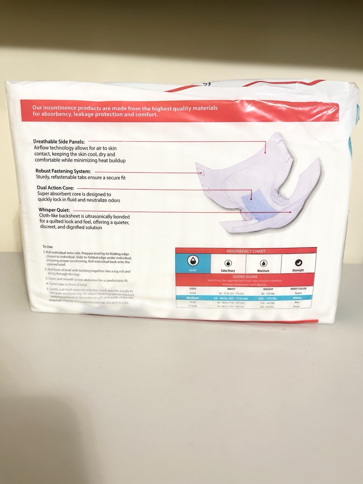 Cardinal Health Adult Briefs Wings Plus Medium 12ct Heavy Absorbency 32–44 NEW