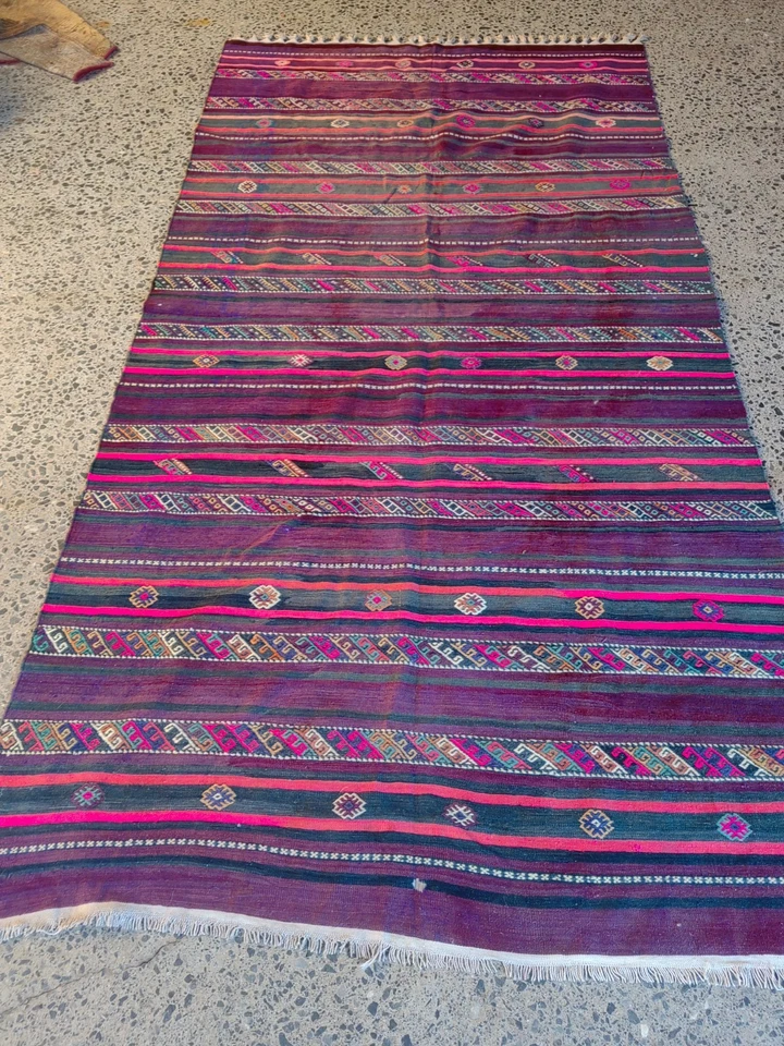 Vintage Turkish Kilim Rug 5.4x10.5 ft – Handwoven Wool Boho Tribal Carpet - Image 2 of 4