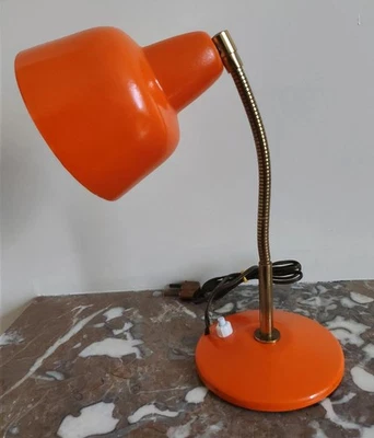 lampe de chevet ou de bureau vintage articulée orange - Photo 1/4
