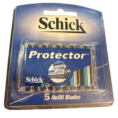 Schick Protector ~ 5 Refill Blades Pack of 5 Razor Blades New Sealed Paper
