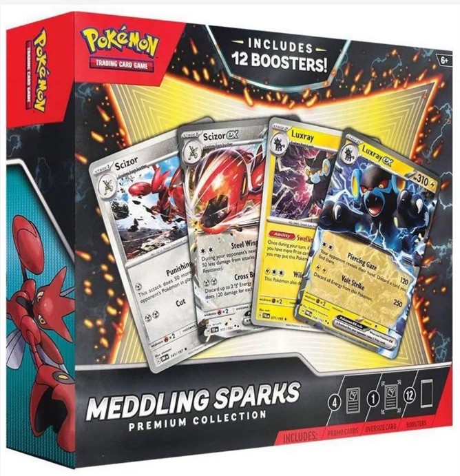Pokémon Meddling Sparks Premium Collection -  12 Booster Packs + 4 Foil Promos