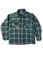 Pendleton Wool Shirt Mens Medium Green Plaid USA Vintage Button Up