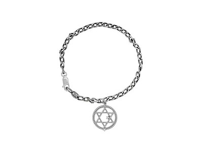 Judith Ripka Rhodium über 925 Struktur Panzerkette Armband Davidstern