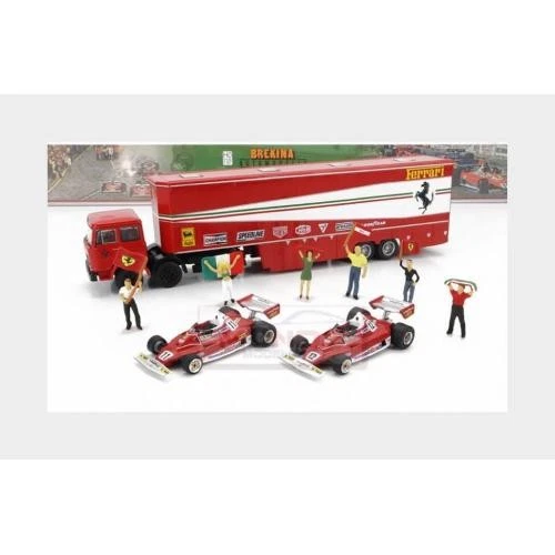 1:87 BREKINA PLAST Fiat 691 T Truck Car + Figures + 2 F1 Ferrari 312T2 BRE58575 - Photo 2/2