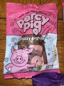 Marks & Spencer M&S Percy Pig Phizzy Pigtails Gummies Candy Bag 1 Bag IN HAND