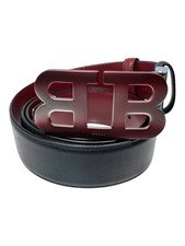 Bally 6302244 Men's Mirror Buckle Adjustable Reversible Black Belt EU 120/US 47