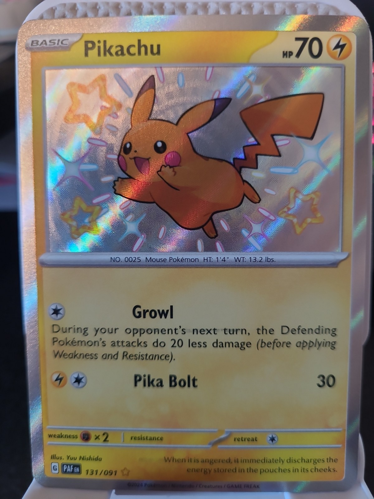 Pikachu - 131/091 - Pokemon Paldean Fates Shiny Rare Card NM