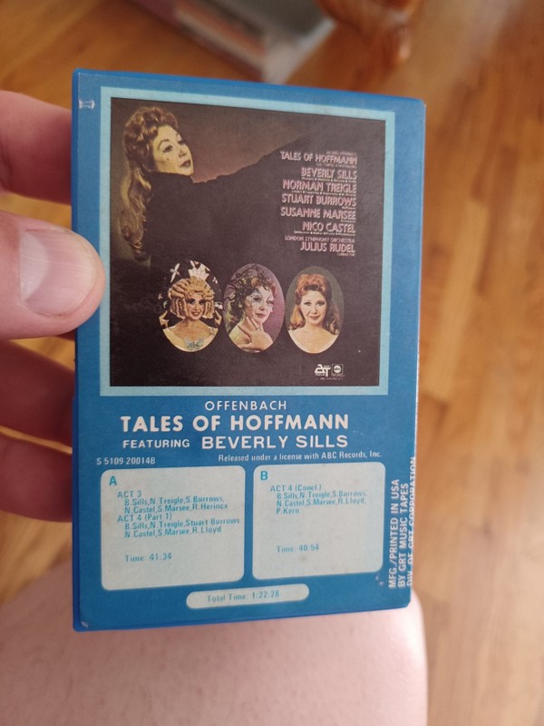 TALES OF HOFFMAN 1972 BEVERLY SILLS CASSETTE SLIPCASE GRT OPERA RARE Nice