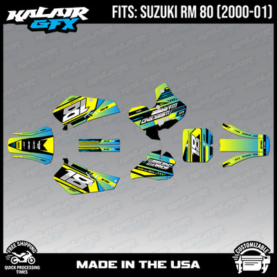 Graphics Decal Kit For Suzuki RM80 (2000-2001) RM80 Warrior Series - Lime