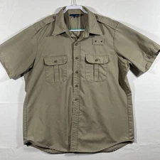 Propper Shirt Mens XL Khaki Short Sleeve Pockets Uniform Work Shirt