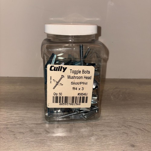Cully 58664J 1/4x3 Slot/Phil Toggle Bolts Mushroom Head Box Contains 40 Screws
