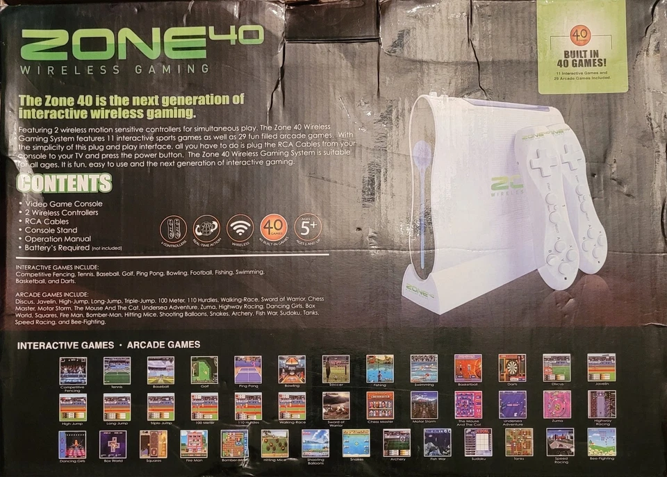 Sistema de juego inalámbrico ZONE 40 Plug & Play - con 40 juegos integrados en caja original Foto 2 de 4