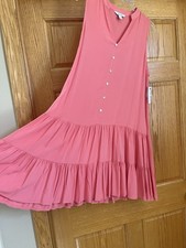 New Nine West Women's Coral Color Button Front Ruffle 100% Rayon Dress - Sizes M