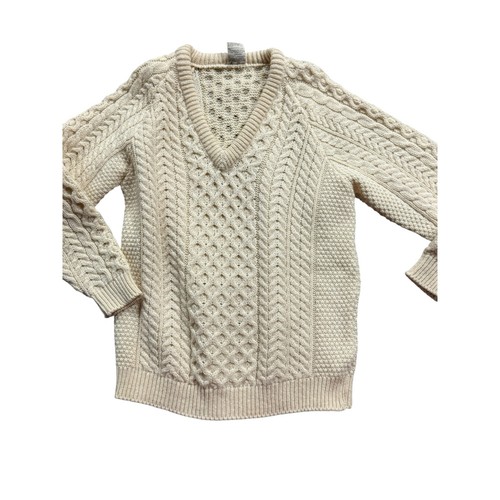 Vintage Carraig Aran Fisherman Sweater Irish Cable Knit Cream Wool Size 44 XL, Size 44, $68.99 - Photo 4