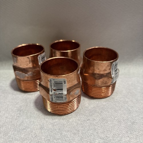 4 Pk Copper Pipe Male Adapter, 1 1/4”