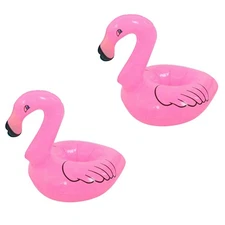 2Pcs Pink Flamingo Inflatable Drink Holder Swimming Pool Bath Kid/Girl Toy B